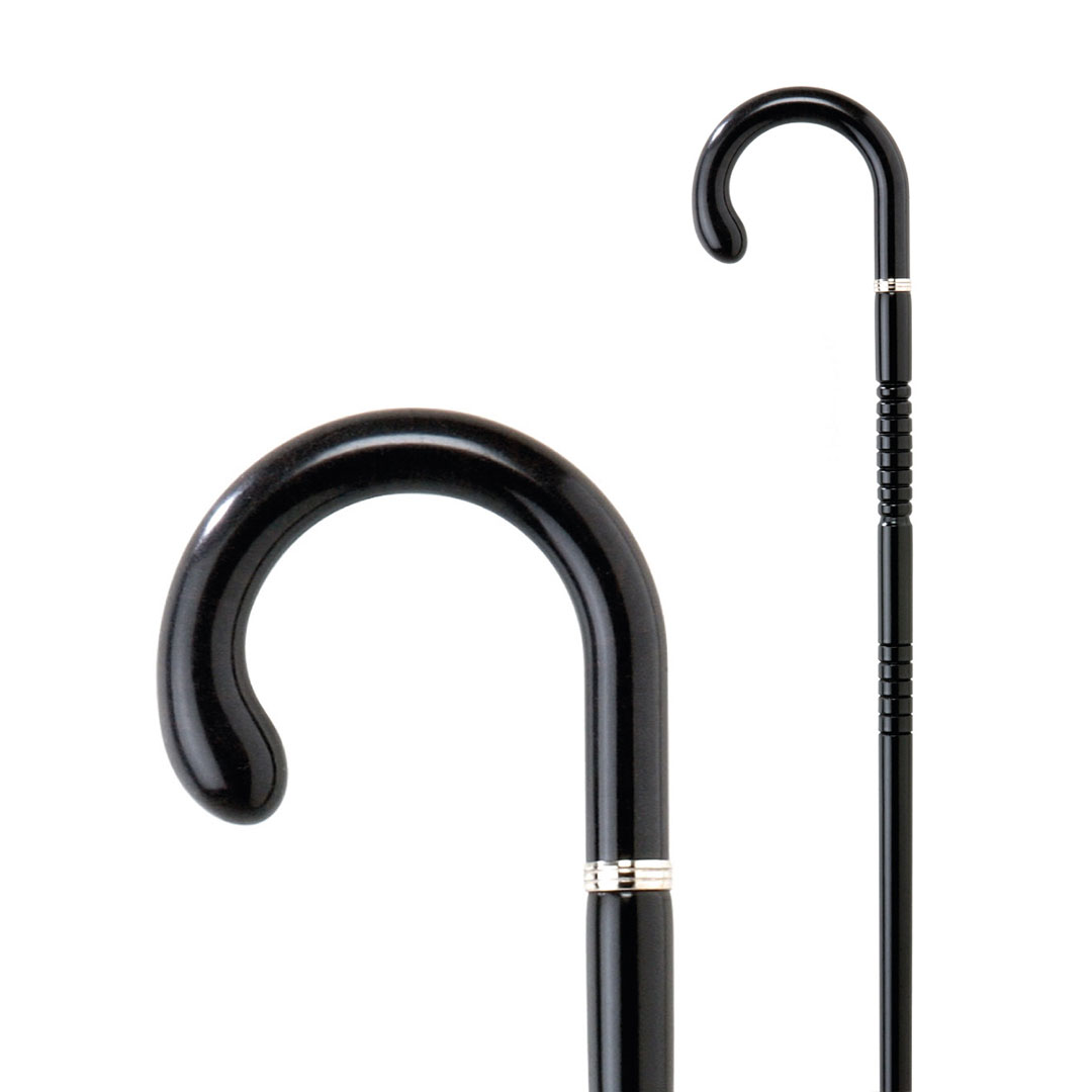 Classic club stick. Black turned wooden stick.