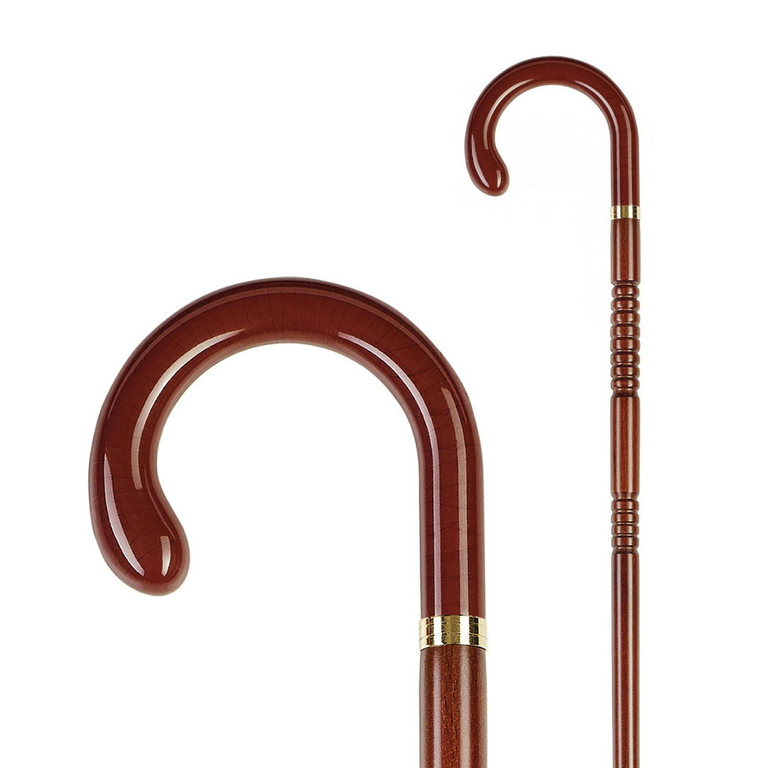 Classic club stick. Brown turned wooden stick.