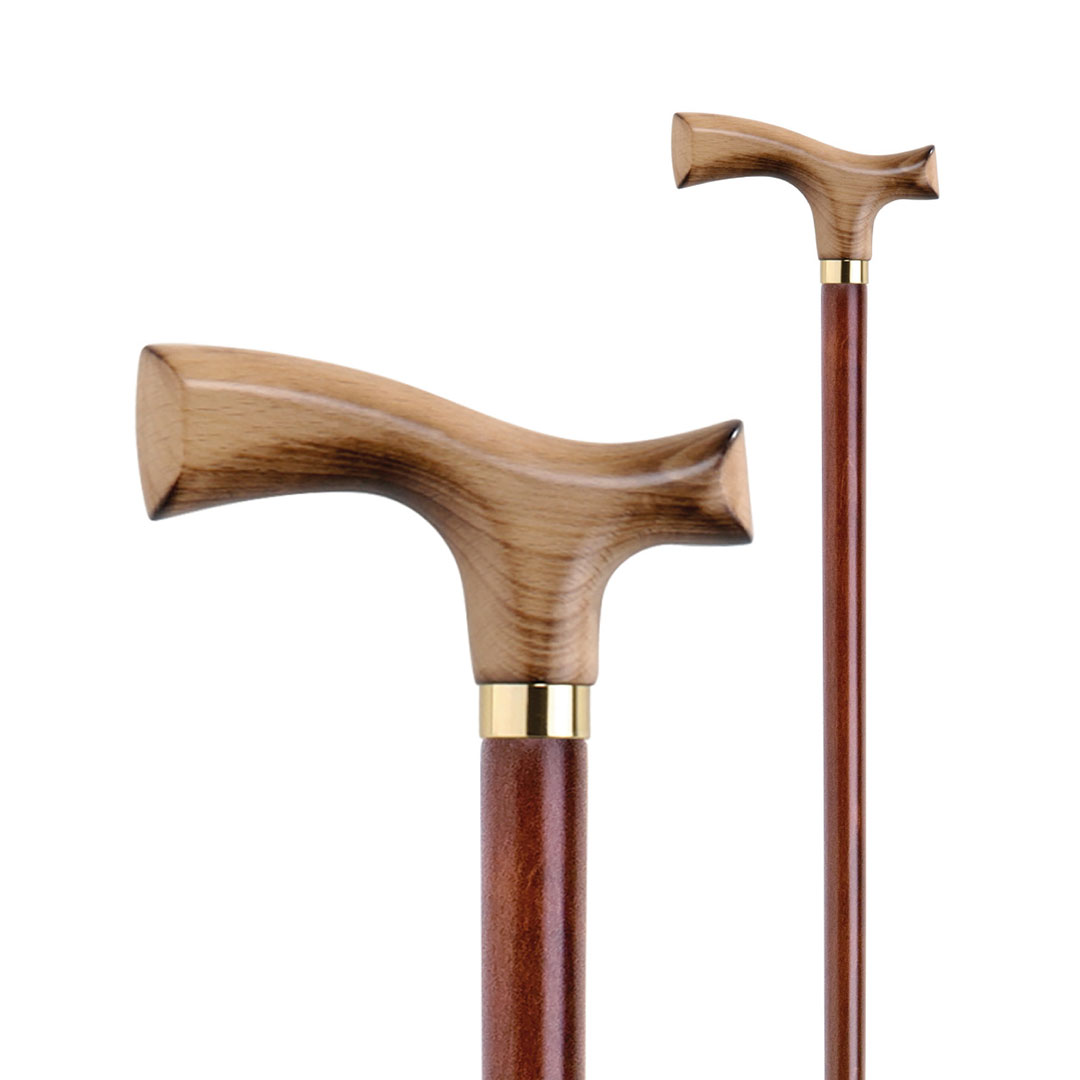 Classic cane. Dark brown stick and beechwood handle.