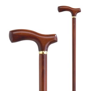 Classic cane. Brown beech wood stick and handle.