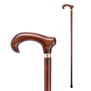 Classic cane. Brown beech wood stick and handle.