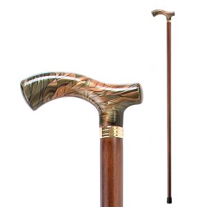 Classic cane. Wooden stick methacrylate fist.