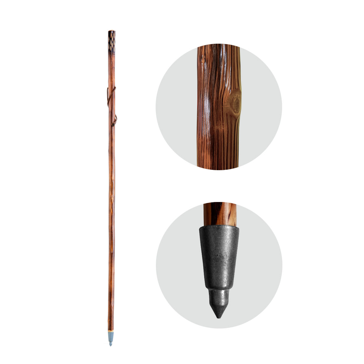 Wooden pole with engraved handle for TREKKING and HIKING - Image 2