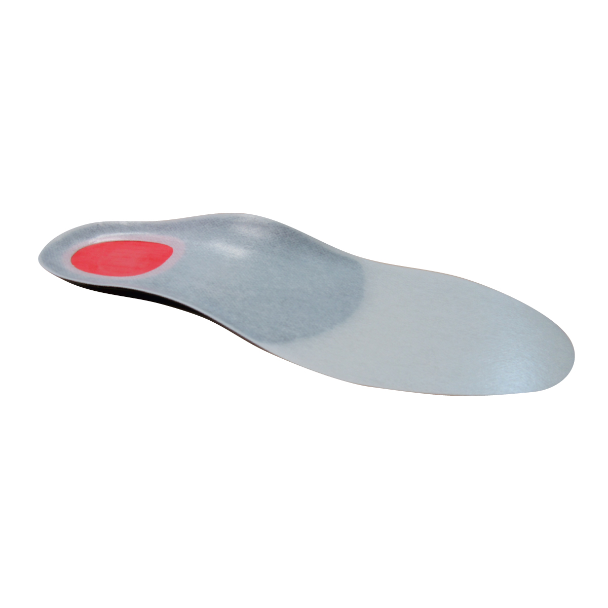 Resin insole base with heel cushioning.
