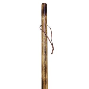 Flamed chestnut wood cane engraved "Camino de Santiago"